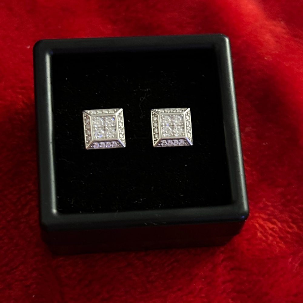 Luxury Moissanite Diamond‎ Square Stud screwback Earrings